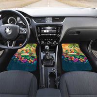 5 Oclock Somewhere Personalized Car Mats Hawaii Parrots Plumeria Summer Vibe - Polynesian Pride