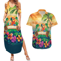 5 Oclock Somewhere Personalized Couples Matching Summer Maxi Dress and Hawaiian Shirt Hawaii Parrots Plumeria Summer Vibe - Polynesian Pride