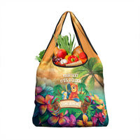 5 Oclock Somewhere Personalized Grocery Bag Hawaii Parrots Plumeria Summer Vibe - Polynesian Pride