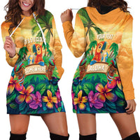 5 Oclock Somewhere Personalized Hoodie Dress Hawaii Parrots Plumeria Summer Vibe - Polynesian Pride