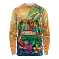 5 Oclock Somewhere Personalized Long Sleeve Shirt Hawaii Parrots Plumeria Summer Vibe LT9 Unisex Yellow - Polynesian Pride