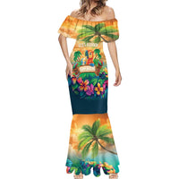 5 Oclock Somewhere Personalized Mermaid Dress Hawaii Parrots Plumeria Summer Vibe - Polynesian Pride