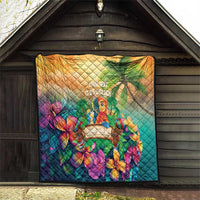5 Oclock Somewhere Personalized Quilt Hawaii Parrots Plumeria Summer Vibe - Polynesian Pride