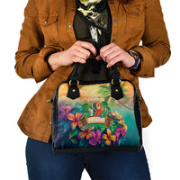 5 Oclock Somewhere Personalized Shoulder Handbag Hawaii Parrots Plumeria Summer Vibe - Polynesian Pride