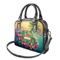 5 Oclock Somewhere Personalized Shoulder Handbag Hawaii Parrots Plumeria Summer Vibe - Polynesian Pride