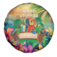 5 Oclock Somewhere Personalized Spare Tire Cover Hawaii Parrots Plumeria Summer Vibe - Polynesian Pride