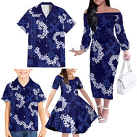 Mokihana Maile and Ilima Leis Family Matching Off The Shoulder Long Sleeve Dress and Hawaiian Shirt Uliuli Hawaiian Tapa Quilt Pattern - Polynesian Pride