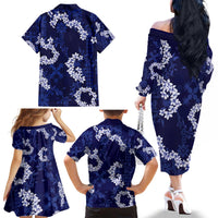 Mokihana Maile and Ilima Leis Family Matching Off The Shoulder Long Sleeve Dress and Hawaiian Shirt Uliuli Hawaiian Tapa Quilt Pattern - Polynesian Pride