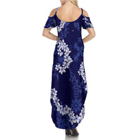 Mokihana Maile and Ilima Leis Summer Maxi Dress Uliuli Hawaiian Tapa Quilt Pattern - Polynesian Pride