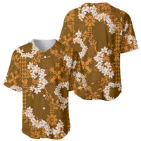 Mokihana Maile and Ilima Leis Baseball Jersey Alani Hawaiian Tapa Quilt Pattern - Polynesian Pride