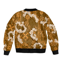 Mokihana Maile and Ilima Leis Bomber Jacket Alani Hawaiian Tapa Quilt Pattern - Polynesian Pride