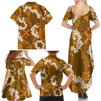 Mokihana Maile and Ilima Leis Family Matching Summer Maxi Dress and Hawaiian Shirt Alani Hawaiian Tapa Quilt Pattern - Polynesian Pride