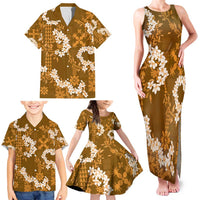 Mokihana Maile and Ilima Leis Family Matching Tank Maxi Dress and Hawaiian Shirt Alani Hawaiian Tapa Quilt Pattern - Polynesian Pride