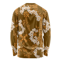 Mokihana Maile and Ilima Leis Long Sleeve Shirt Alani Hawaiian Tapa Quilt Pattern - Polynesian Pride