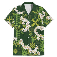 Mokihana Maile and Ilima Leis Family Matching Mermaid Dress and Hawaiian Shirt Omaʻomaʻo Hawaiian Tapa Quilt Pattern - Polynesian Pride