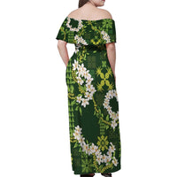 Mokihana Maile and Ilima Leis Family Matching Off Shoulder Maxi Dress and Hawaiian Shirt Omaʻomaʻo Hawaiian Tapa Quilt Pattern - Polynesian Pride