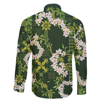 Mokihana Maile and Ilima Leis Family Matching Short Sleeve Bodycon Dress and Hawaiian Shirt Omaʻomaʻo Hawaiian Tapa Quilt Pattern - Polynesian Pride