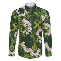 Mokihana Maile and Ilima Leis Family Matching Summer Maxi Dress and Hawaiian Shirt Omaʻomaʻo Hawaiian Tapa Quilt Pattern - Polynesian Pride