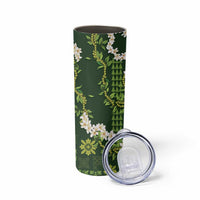 Mokihana Maile and Ilima Leis Skinny Tumbler Omaʻomaʻo Hawaiian Tapa Quilt Pattern - Polynesian Pride