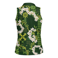Mokihana Maile and Ilima Leis Women Sleeveless Polo Shirt Omaʻomaʻo Hawaiian Tapa Quilt Pattern - Polynesian Pride