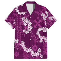 Mokihana Maile and Ilima Leis Family Matching Short Sleeve Bodycon Dress and Hawaiian Shirt Akala Hawaiian Tapa Quilt Pattern - Polynesian Pride