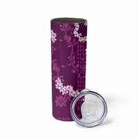 Mokihana Maile and Ilima Leis Skinny Tumbler Akala Hawaiian Tapa Quilt Pattern - Polynesian Pride