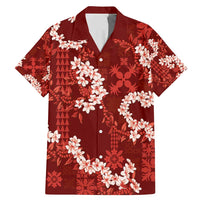 Mokihana Maile and Ilima Leis Family Matching Mermaid Dress and Hawaiian Shirt Ulaʻula Hawaiian Tapa Quilt Pattern - Polynesian Pride