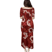 Mokihana Maile and Ilima Leis Family Matching Puletasi and Hawaiian Shirt Ulaʻula Hawaiian Tapa Quilt Pattern - Polynesian Pride