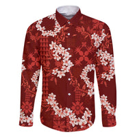 Mokihana Maile and Ilima Leis Family Matching Short Sleeve Bodycon Dress and Hawaiian Shirt Ulaʻula Hawaiian Tapa Quilt Pattern - Polynesian Pride