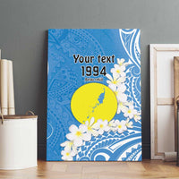 Personalized Palau 1994 Belau Rekid Canvas Wall Art Polynesian Plumeria Style