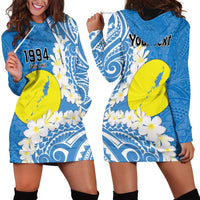 Personalized Palau 1994 Belau Rekid Hoodie Dress Polynesian Plumeria Style
