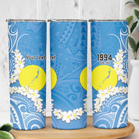 Personalized Palau 1994 Belau Rekid Skinny Tumbler Polynesian Plumeria Style