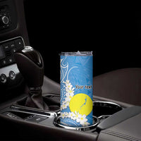 Personalized Palau 1994 Belau Rekid Skinny Tumbler Polynesian Plumeria Style