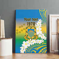 Personalised Tuvalu 1978 Independence Day Canvas Wall Art Polynesian Plumeria Style