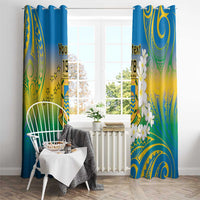 Personalised Tuvalu 1978 Independence Day Window Curtain Polynesian Plumeria Style