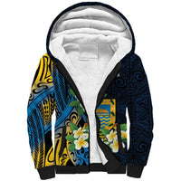 Personalised Tuvalu Beautiful Plumeria Flower Sherpa Hoodie