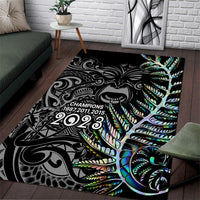 New Zealand Rugby Area Rug NZ Black Fern Champions History With Papua Shell LT9 Black - Polynesian Pride
