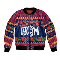 Personalised Guam Christmas Bomber Jacket Felis Pusgua Santa Beach Polynesian Pattern LT9 Unisex Blue - Polynesian Pride