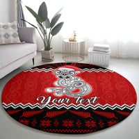 Personalised New Zealand Christmas Round Carpet Maori Tiki Meri Kirihimete LT9 - Polynesian Pride