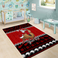 Personalised New Zealand Christmas Area Rug Kiwi Santa Claus Maori Meri Kirihimete LT9 - Polynesian Pride