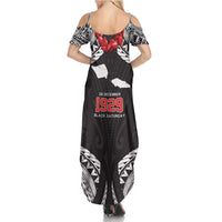 Samoa Black Saturday Family Matching Summer Maxi Dress and Hawaiian Shirt Samoa mo Samoa with Black Ula Fala