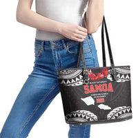 Samoa Black Saturday Leather Tote Bag Samoa mo Samoa with Black Ula Fala LT9 - Polynesian Pride