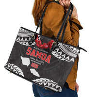 Samoa Black Saturday Leather Tote Bag Samoa mo Samoa with Black Ula Fala LT9 - Polynesian Pride