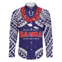 Samoa Black Saturday Family Matching Short Sleeve Bodycon Dress and Hawaiian Shirt Samoa mo Samoa with Blue Ula Fala