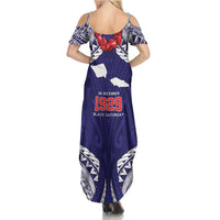 Samoa Black Saturday Family Matching Summer Maxi Dress and Hawaiian Shirt Samoa mo Samoa with Blue Ula Fala