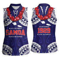 Samoa Black Saturday Women Sleeveless Polo Shirt Samoa mo Samoa with Blue Ula Fala