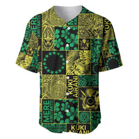 Cook Islands Mere Kiritimiti Baseball Jersey Pacific Patchwork Xmas Vibes - Polynesian Pride