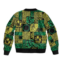 Cook Islands Mere Kiritimiti Bomber Jacket Pacific Patchwork Xmas Vibes - Polynesian Pride