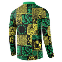 Cook Islands Mere Kiritimiti Button Sweatshirt Pacific Patchwork Xmas Vibes - Polynesian Pride