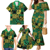 Cook Islands Mere Kiritimiti Family Matching Mermaid Dress and Hawaiian Shirt Pacific Patchwork Xmas Vibes - Polynesian Pride